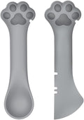 Joyinjojo 2 Pack Dog Cat Food Spoon Spatula, Cute Paw Pet Can Opener Mixing Spoons for Dog Cat Wet Food, Small Silicone Spatula Cat Treat Spoon Pet Cannd Food Scoop for Dog Cat, Grey
