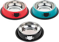 3 Pack Printed Stainless Steel Cat Bowls – 8.1 fl oz Anti-Skid Food & Water Cat Feeding Bowls|Cat Dish for Food and Water Bowl|Cat Feeding Bowl for Kitten (Blue, Black & Red)