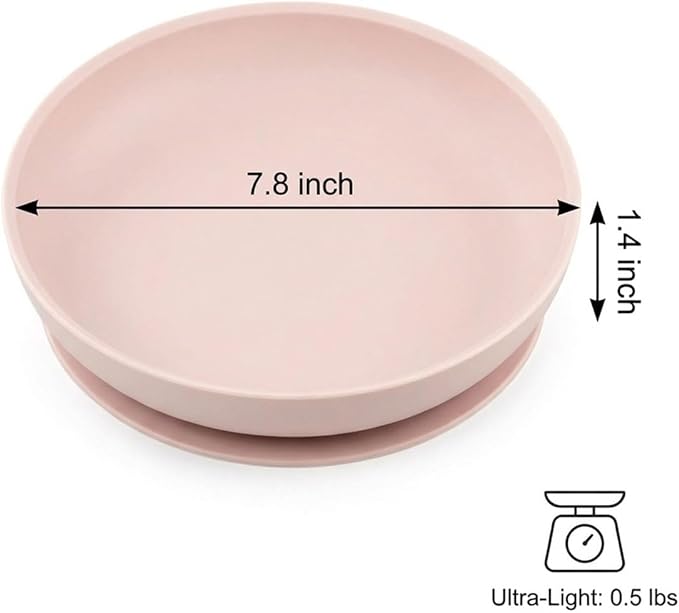 Meow&Woof Nonslip Pet Food Mat, 2 Pack Silicone Cat Food Bowl with Suction Cup Base, Shallow Dog Bowl, Waterproof Round Eating Tray for Dog Cat Puppy Kitten 7.8" x 7.8''