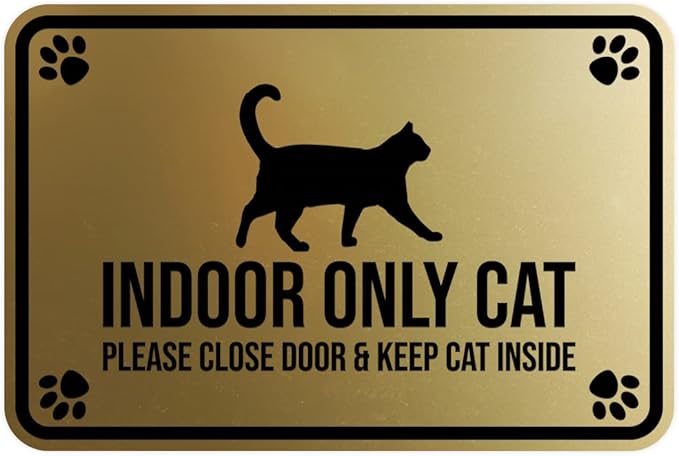 Framed Paws Indoor Cat Sign, Please Close Door & Keep Cat Inside by Motto Lita