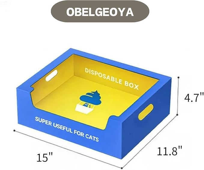 Waterproof Disposable Cat Litter Boxes with Waterproof Coating – Foldable Cardboard Litter Box for Cats, Portable & Travel Friendly, Leak-Resistant, 15" x 12" x 4.7"