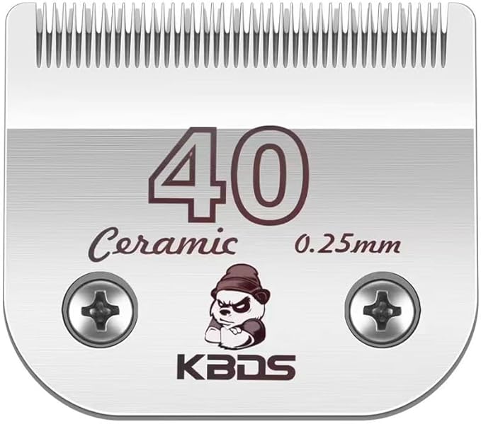 KBDS 40 Detachable Ceramic Pet Clipper Blades,Compatible with Most Andis,Wahl A5 Clippers,Made of Ceramic Blade Cutter and Carbon Steel Blade,1/100'' 0.25mm Cut Length, #40 Blade