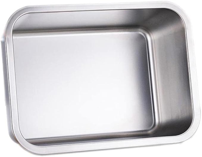 KUNWU Stainless Steel Sheet Pan 14"x10"x8", Rectangle Bakeware, Cake Pan Corrosion Resistant Easy Clean Durable (S (14"x10"), 8" Deep)