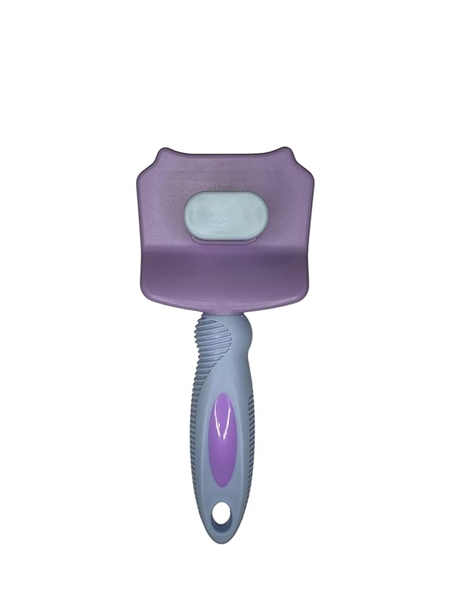 Pet Self Cleaning Slicker Brush, Skin Friendly Deshedding Grooming Tool for Shedding & Haired Pets, 3 Colors Available Pink, Blue and Purple (Blue)