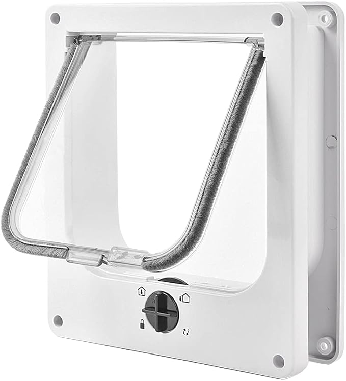 EASY JOY Cat Doors(Outer Size 11.6" x 10"), 4-Way Locking Cat Door for Interior Exterior Doors, Weatherproof pet Door with Magnet for Cat or Dog < 23.6 inches in Girth(White XL)