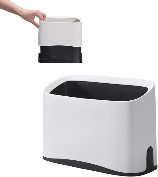 White Cat Litter Scoop Holder, Mini Trash Can With Lid, Kitty Scooper Caddy for Box, Stand Pairs With Most Litter Boxes and Fits Most Scoops