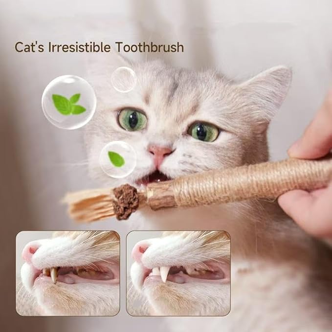 Interactive Cat Catnip Chew Toys, Natural Silvervine Teething Sticks, Jute Rope Wrapped Dental Care with Raffia Tassels (3Pcs Tiny)