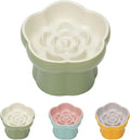 Cat Slow Feeder Flower-Shaped Ceramic Slow Feeder Cat Bowl, Tilted Raised Cat Slow Feeder Bowl for Whisker Relief, Prevents Vomiting & Bloating, Non-Slip Base, Cat Bowls for Dry and Wet Food