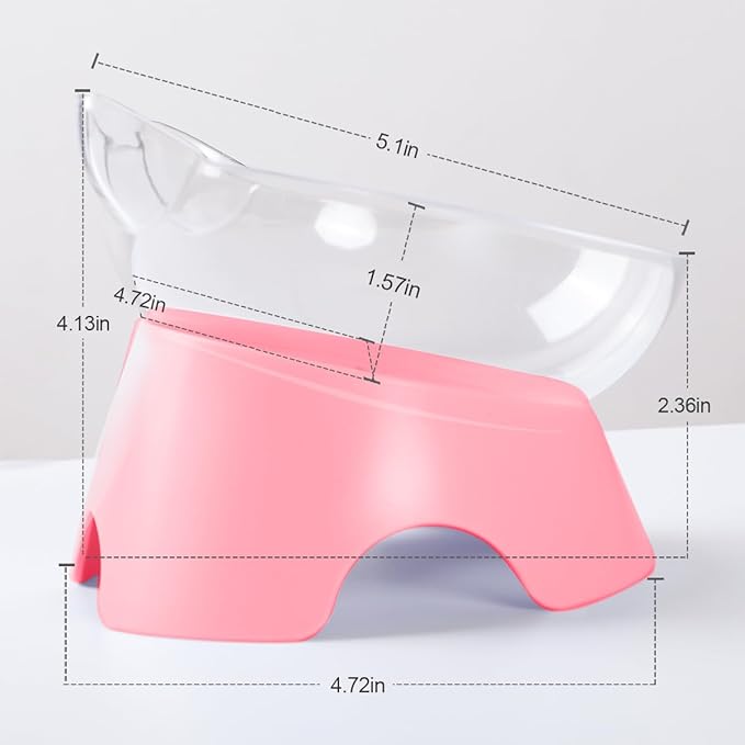 MILIFUN Raised Cat Food Bowls with Stand, Cat Dishes for Food or Water, Cats Tilted Bowl, Pet Dish with Stand (Pink Double Bowl)