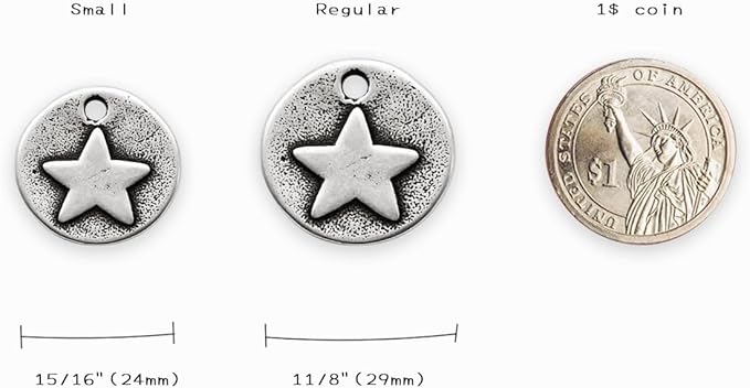 Artistic Handmade Hammered ""Star"" Collar Cat Dog ID Tags with Unique Handcrafted Design and Durable Stainless Steel, Personalized Deep Engraving with Your Own Text, Small, Regular