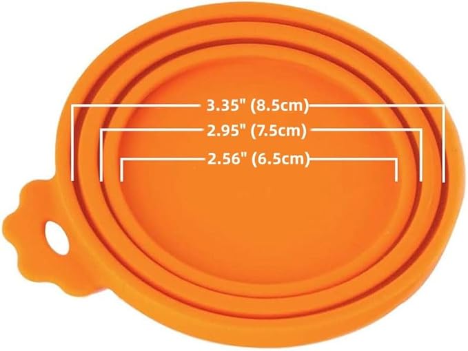 MoPawKT- Pet Food Can Covers, Silicone Can Lids for Cat/Dog Food Cans, Universal Sizes for 3 oz, 5.5 oz, 6.5 oz, 13 oz, 13.2 oz Standard Pet Food Cans, BPA Free, Reusable (Cyan+Orange)