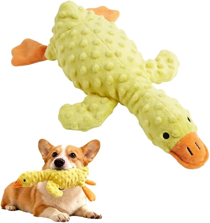 Dog Toys for Aggressive Chewers, 2026 Upgraded Cute Yellow Duck Dog Toys for All Dogs, Indestructible Squeaky Plush Toys with Built-in Squeaker for Boredom Relief (Light Yellow)