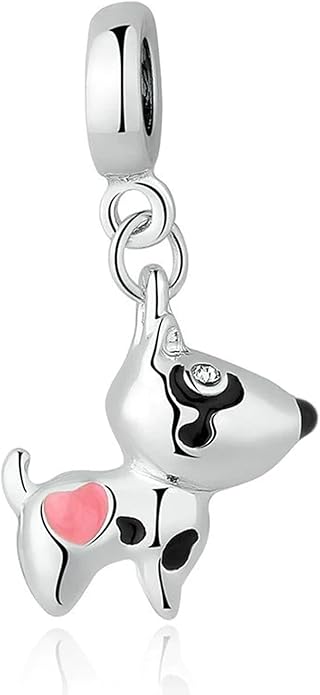 Pet Charm, Cute Dog Charm, Animal Dangle Charm, Sterling Silver Charm, Gift For Women, Friends, Wife, Mother, Christmas, and Halloween, Compatible With Pandora