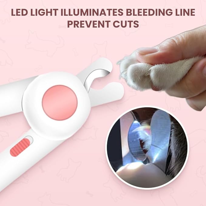 Pet Nail Clippers,2026 New Cat Nail Clipper with LED Light,Professional Claw Trimmer,Easy and Pain-Free Grooming Tool for Tiny Kitten Bunny Rabbit Bird Guinea Pigs Ferret Hamsters (Pink+Blue)