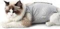 Cat Recovery Suit for Male and Female Surgical Post Surgery Soft Cone Onesie Shirt Clothes Neuter Licking Protective Diapers Outfit Cover Kitten Spay Collar(L, White)