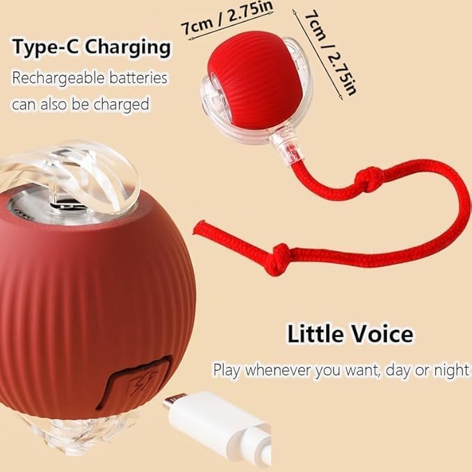 360°Interactive Rolling Cat Ball - Automatic Chew Toy for Active Cats & Small Dogs, Smart Fast Rolling Pet Toy