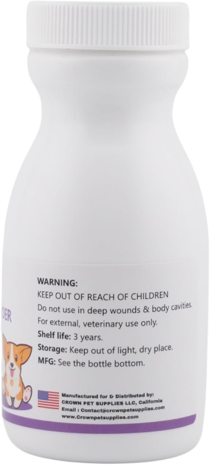 Crown Styptic Powder for Dogs - 100 Grams Quick Stop Bleeding for Dogs Nails & Animal Cuts - Blood Stop Clotting Powder & Wound Care
