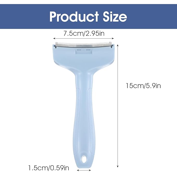 Pet Deshedding Comb,V-Tooth Dog Cat Grooming Brush with Curved Blade Gentle Shedding Tool with Ergonomic Non-Slip Handle for All Coat Types