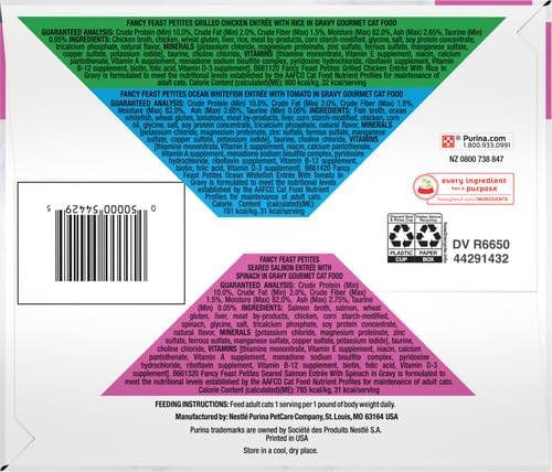 Fancy Feast Purina Gourmet Wet Cat Food Variety Pack, Petites Gravy Collection, Break-Apart tubs, 24 Servings - 2.8 oz. Tubs, (Pack of 24)