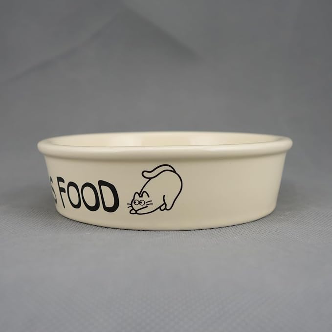 TTcat Ceramic Cat Feeder, 5.1in Shallow Design Food Bowl, Small Pet Dishes for Cats, Kitten, Dishwasher Safe