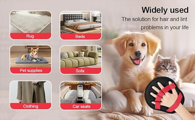 2 PCS Pet Hair Removal Glove – Magic Electrostatic Pet Grooming Glove for Dogs & Cats, Reusable Pet Hair Remover Glove – Cat Shedding Glove, Furniture/Carpet/Car Seat/Clothing Lint Remover