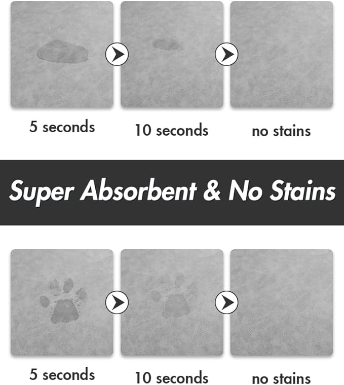 MontVoo-Absorbent Pet Feeding Mat-No Stains Pet Mat for Food and Water Bowl-Quick Dry Cat & Dog Food Mat Water Dispenser Mat-Pet Supplies Mat-Dog Water Bowl Mat for Messy Drinker,（LightGrey,17"x28"）