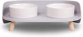 A4DOG Ceramic Dog Bowls with Stand - Elevated Dog Water and Food Bowl Set 13.5oz Cat & Dog Feeding Station Spill Proof Splash Proof Raised Pet Food Bowls for Dogs, No Mess Pet Feeder - Gray