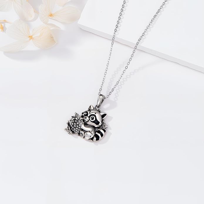Guinea Pig/Raccoon/Butterfly/Panda/Hummingbird/Giraffe/Rabbit Necklace 925 Sterling Silver Animal Pendant Jewelry Gift for Women Mom