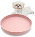 Silicone Dog Bowl Shallow Cat Food Bowls 7" Wide Puppy Plates Whisker Fatigue Pet Feeding Dishes for Dry Food and Wet Food Indoor (Round Pink)