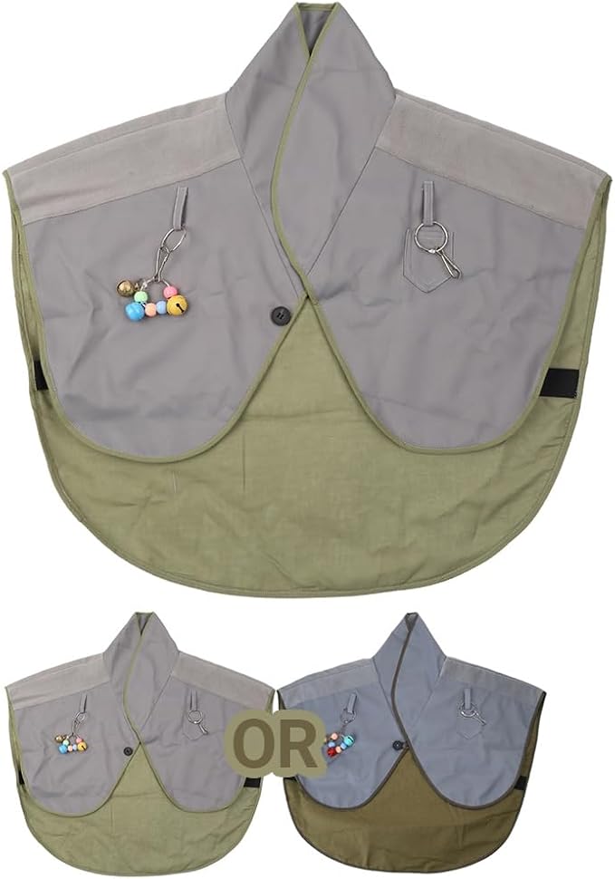 Interactively Play Parrot Shoulder Protector Neck Guard Pet Bird Parakeets Shawl Anti-Scratch Multifunctional Shawl - 1Pcs (Grey-Regular)