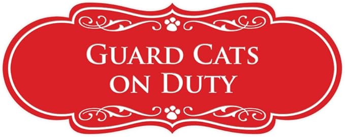 Designer Paws, Guard Cats on Duty (Red) - Small