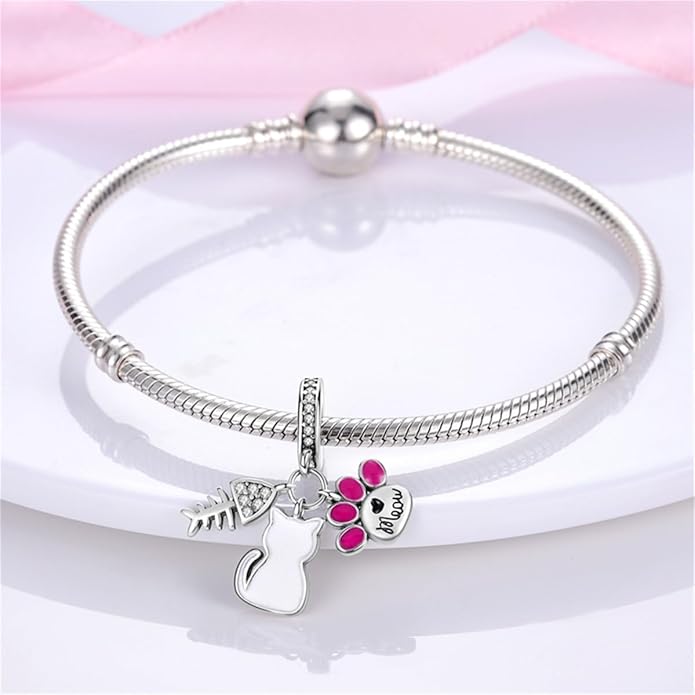 925 Sterling Silver Charm For Bracelets Animals Pets Insects Butterflie Cat Dog Charms Bead For Women Jewelry Gifts