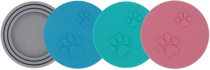 SLSON 4 Pack Pet Food Can Cover Set, Universal Silicone Cat & Dog Food Can Lids Fitting 3 Standard Sizes