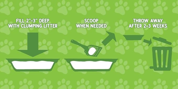 Kitty Bin Disposable Litter Boxes for Cats | Large Biodegradable Litter Box 17.5 x 4 x 10.5 Inches | Rabbit, Hampster,Guinea Pig Litter Box - 6 Count