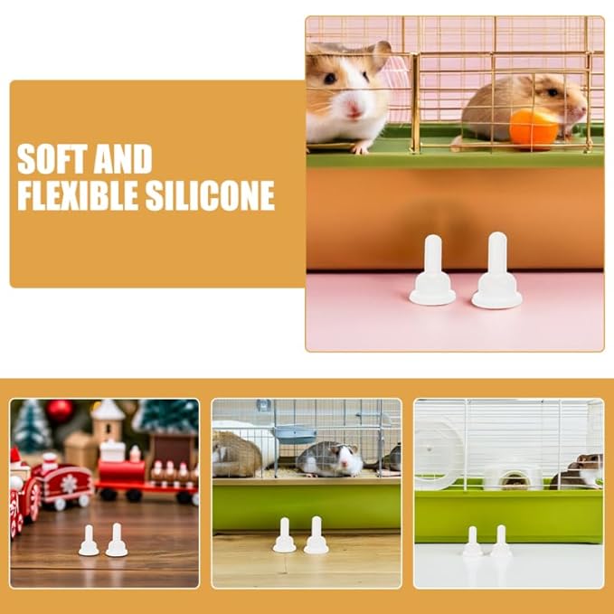 TOYANDONA Silicone Pet Feeding Nipples for Kittens Rabbits Chinchillas Small Animal Nursing Bottle Pacifiers Flexible Soft Teats for Nursing and Feeding