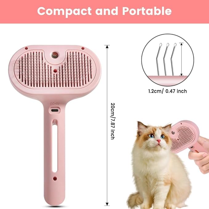 Pet Steam Brush for Dogs & Cats – 3-in-1 Dog & Cat Grooming Tool for Shedding, Detangling & Cleaning, Steam Brush for Dogs, Cats & Long Haired Pets