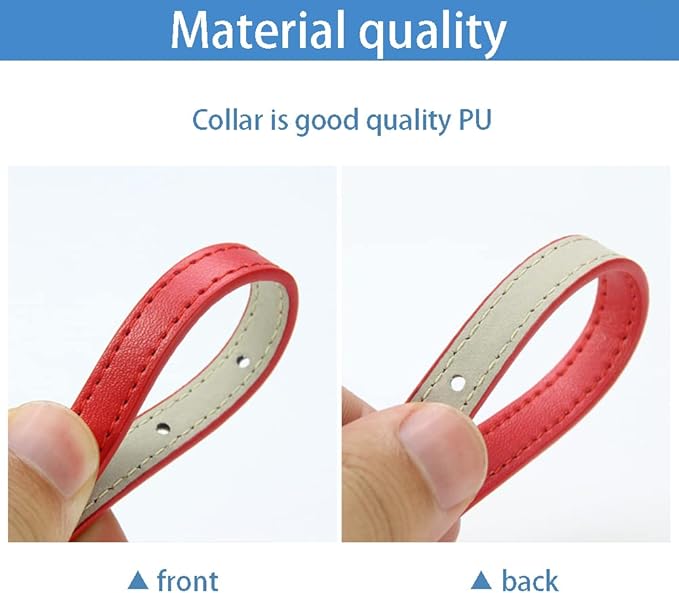 Cat Collar with Bells Cute for Boy Cats, Girl Cats Leather Cat Collars Accessories for Pet Collars Adjustable for Cat(Red)