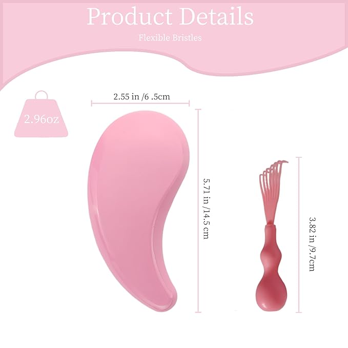 Comma-Shaped Small Dog Brush and Cleaning Comb, Fit for Yorkie, Shih Tzu, Maltese Maltipoo Pomeranian - Gentle Soft Bristles for Effortless Pet Hair Removal, Puppy Essentials (Pink)