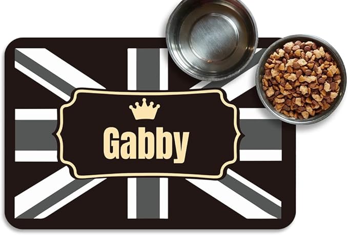 Personalized Cat & Dog Bowl Mat - Non-Slip, Waterproof, Custom Pet Food & Water Mat for Floors (England)