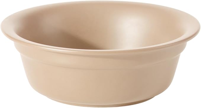 Ceramic 8.7inch Dog Bowl for Large Dogs, Basic 4 Cup Food or 37oz Water Bowl for Replacement, Wide Opening Rounded Edge(Single Bowls, Oat Beige)