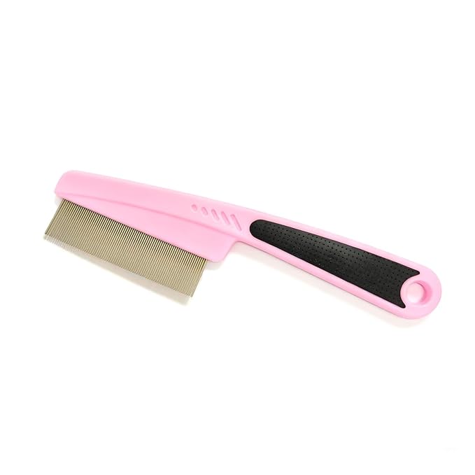 KEAIYYJ- Flea Comb for Cats Dogs Pet Tick Brush Fine Tooth (Black/Pink)