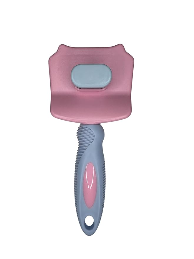 Pet Self Cleaning Slicker Brush, Skin Friendly Deshedding Grooming Tool for Shedding & Haired Pets, 3 Colors Available Pink, Blue and Purple (Blue)