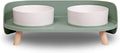 A4DOG Ceramic Dog Bowls with Stand - Elevated Dog Water and Food Bowl Set 13.5oz Cat & Dog Feeding Station Spill Proof Splash Proof Raised Pet Food Bowls for Dogs, No Mess Pet Feeder - Green