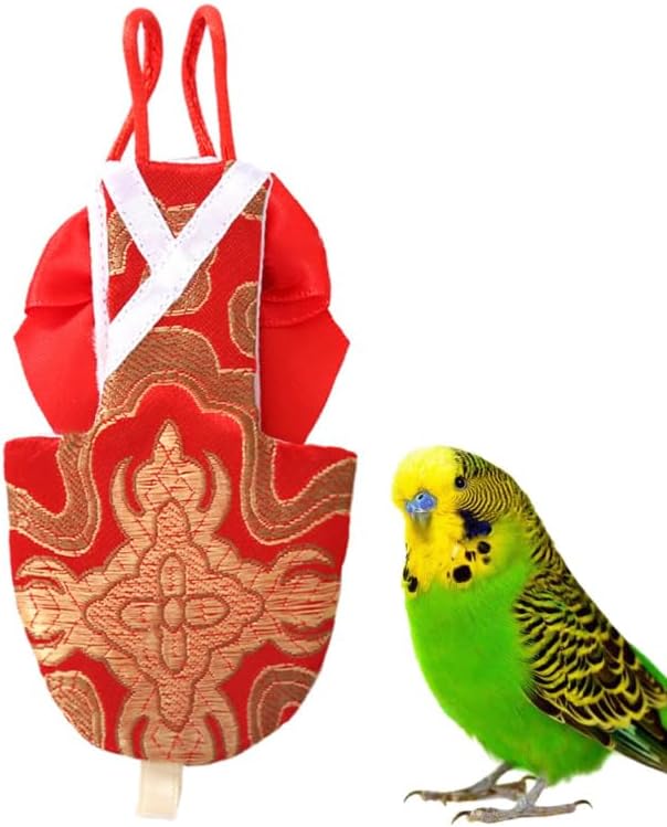 ERINGOGO Parrot Diaper Lightweight Bird Pant with Bowknot for Cockatiel Parakeet Pigeon Pet Flying Suit Clothes Easy to Wear and Clean 6.69X2.75In