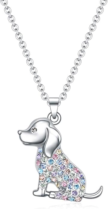Girls Cat Birthstone Necklace Gifts for Women,Kitty Cats Dog Pendant Necklaces Jewelry for Cat Lovers