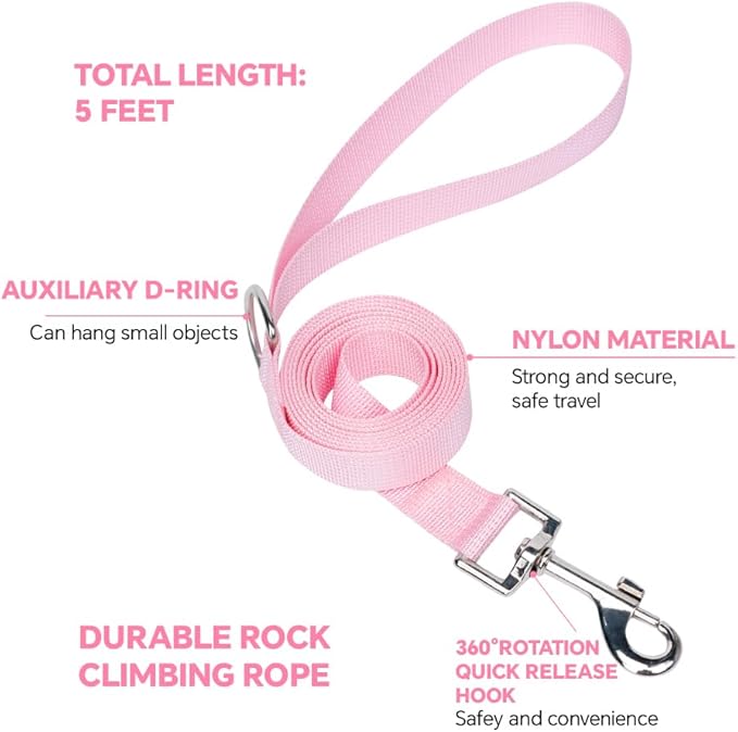 Cat Harness and Leash Set with AirTag Holder: Upgraded Escape Proof Vest with Lead for Small Dog Puppy Large Cat Walking，Soft Breathable Mesh Coat with Reflective Strip (Pink, L)