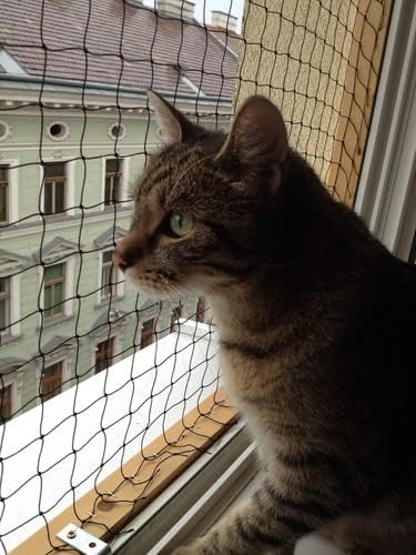 Cat Balcony Net, Pet Safety Fence for Balcony/Stairs/Window - Transparent Nylon Mesh Anti-Fall Netting for Dogs & Cats