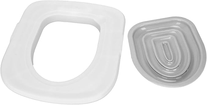 Cat Toilet Training System - Reusable Potty Kit With Sturdy Tray and Gray Inner Support for Teaching Cats to Use Toilet (White)