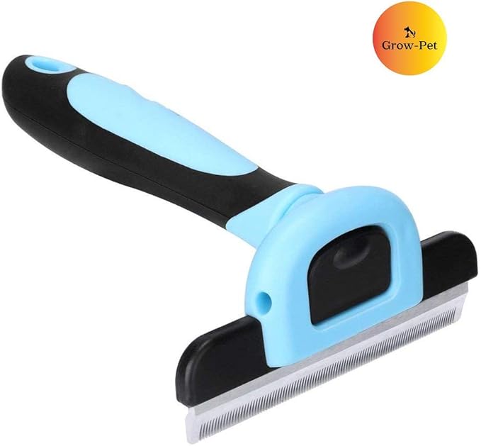 Deshedding Tool and Grooming Brush for Dogs and Cats, Effective Grooming Tool with Stainless Steel Trimming Blade, and Reduces Shedding by Up to 95%