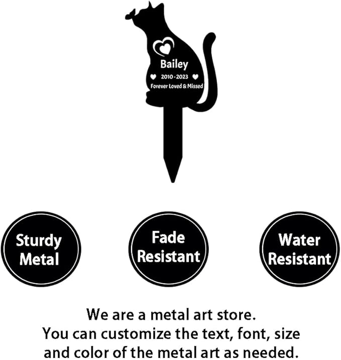 Personalized Butterfly Cat Memorial Grave Marker, Custom Memorial Cat Garden Stake Metal Pet Grave Marker, Customized Cat Grave Marker Memorial Plaque Garden Cemetery Decoration